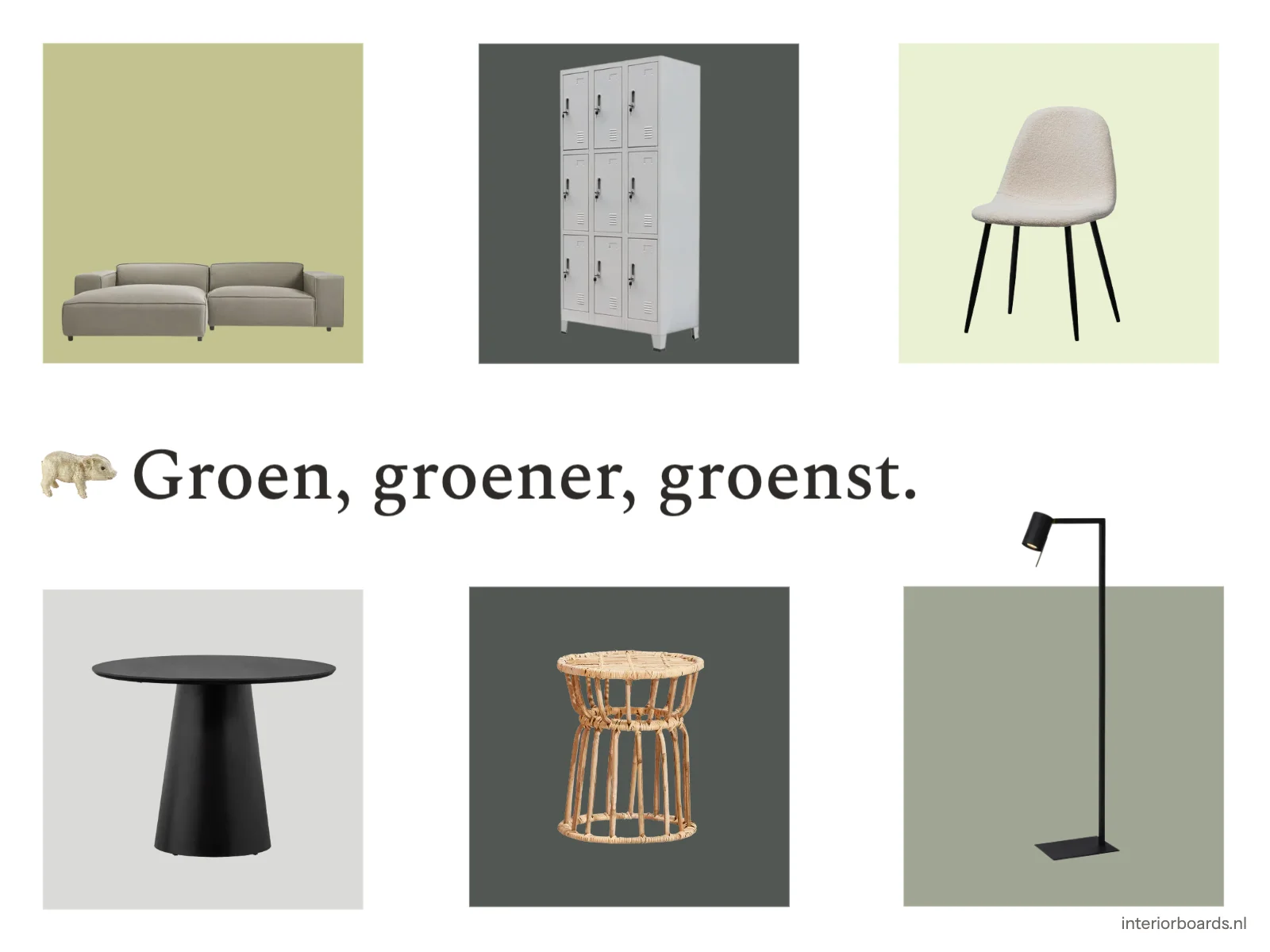 Moodboard Industriële woonkamer in groen