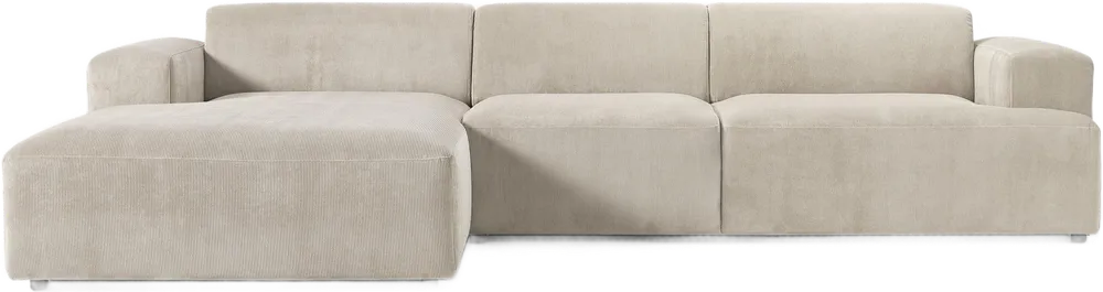 Corduroy hoekbank Melva (4-zits) lichtbeige